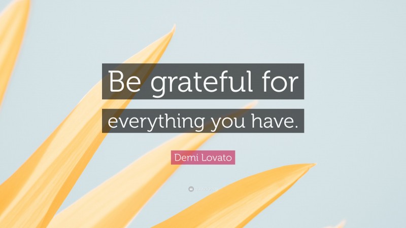 Demi Lovato Quote: “Be grateful for everything you have.”