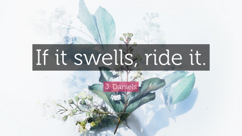 J. Daniels Quote: “If it swells, ride it.”