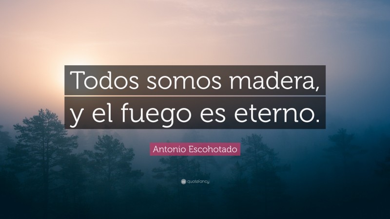 Antonio Escohotado Quote: “Todos somos madera, y el fuego es eterno.”
