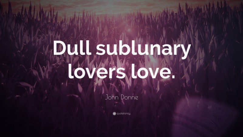 John Donne Quote: “Dull sublunary lovers love.”