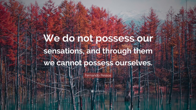 Fernando Pessoa Quote: “We do not possess our sensations, and through them we cannot possess ourselves.”