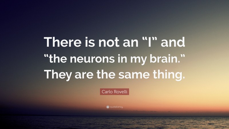 Carlo Rovelli Quote: “There is not an “I” and “the neurons in my brain.” They are the same thing.”