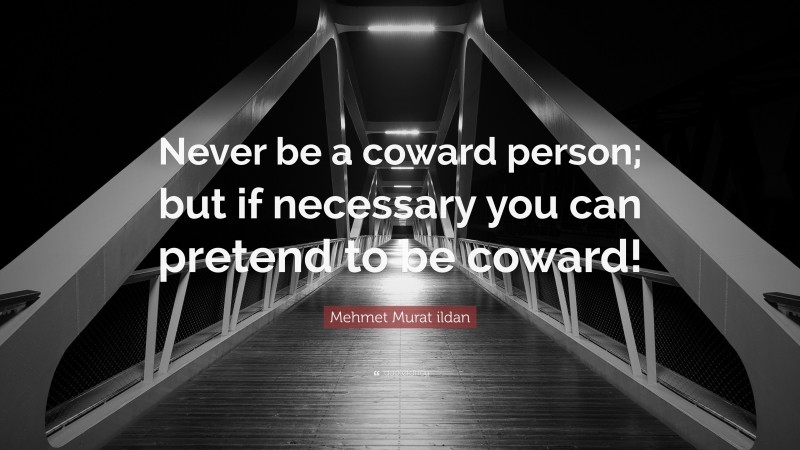 Mehmet Murat ildan Quote: “Never be a coward person; but if necessary you can pretend to be coward!”