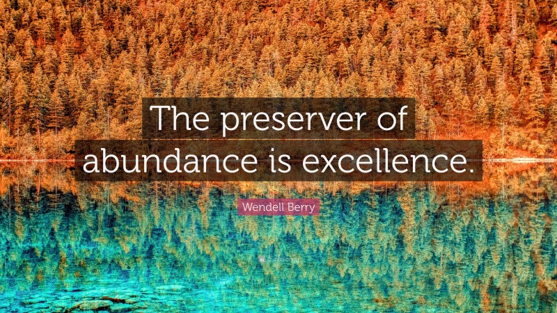 Wendell Berry Quote: “The preserver of abundance is excellence.”