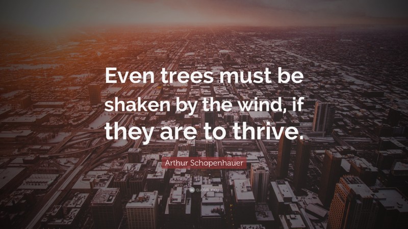 Arthur Schopenhauer Quote: “Even trees must be shaken by the wind, if they are to thrive.”