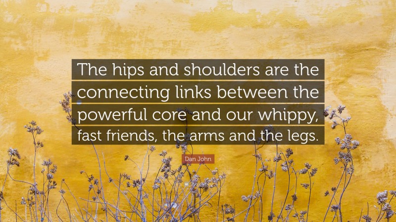 Dan John Quote: “The hips and shoulders are the connecting links between the powerful core and our whippy, fast friends, the arms and the legs.”