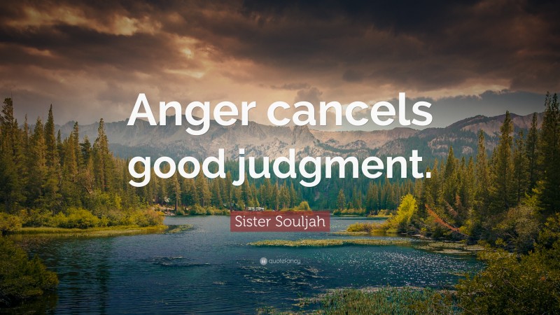 Sister Souljah Quote: “Anger cancels good judgment.”