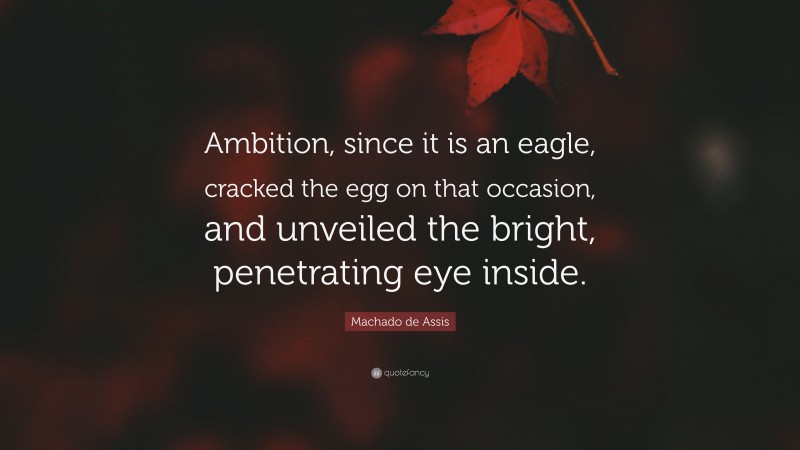 Machado de Assis Quote: “Ambition, since it is an eagle, cracked the egg on that occasion, and unveiled the bright, penetrating eye inside.”