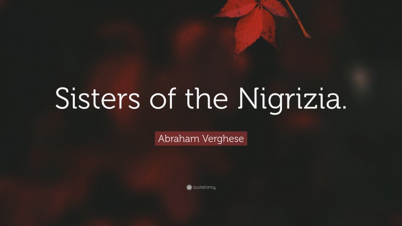 Abraham Verghese Quote: “Sisters of the Nigrizia.”