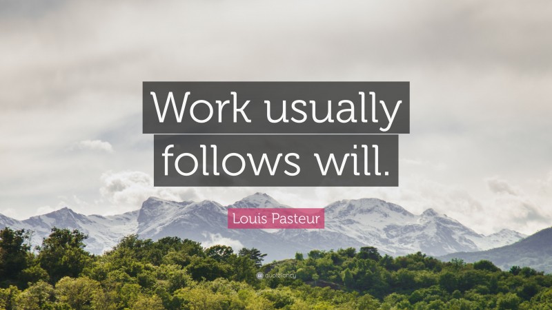 Louis Pasteur Quote: “Work usually follows will.”