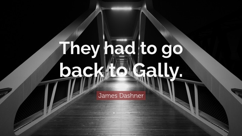 James Dashner Quote: “They had to go back to Gally.”