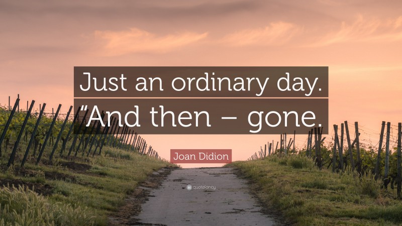 Joan Didion Quote: “Just an ordinary day. “And then – gone.”