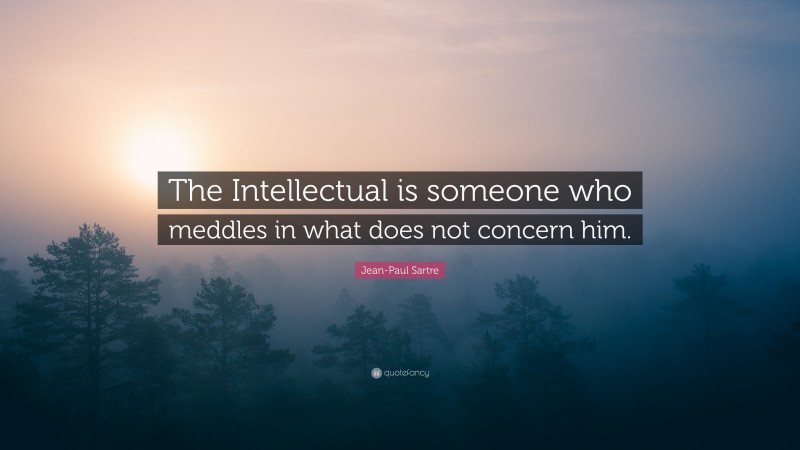 Jean-Paul Sartre Quote: “The Intellectual is someone who meddles in what does not concern him.”