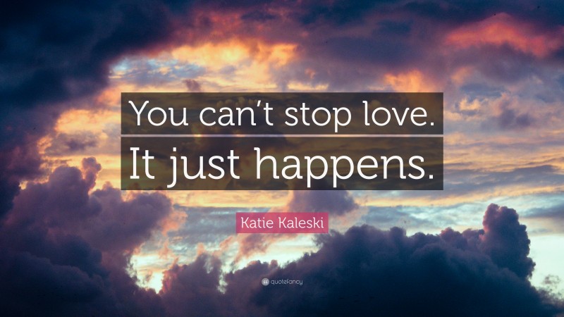 Katie Kaleski Quote: “You can’t stop love. It just happens.”