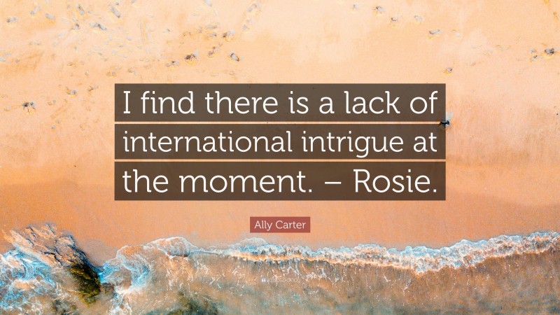 Ally Carter Quote: “I find there is a lack of international intrigue at the moment. – Rosie.”