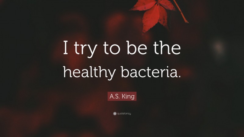 A.S. King Quote: “I try to be the healthy bacteria.”