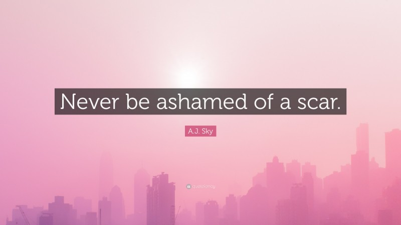 A.J. Sky Quote: “Never be ashamed of a scar.”