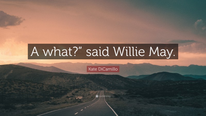 Kate DiCamillo Quote: “A what?” said Willie May.”