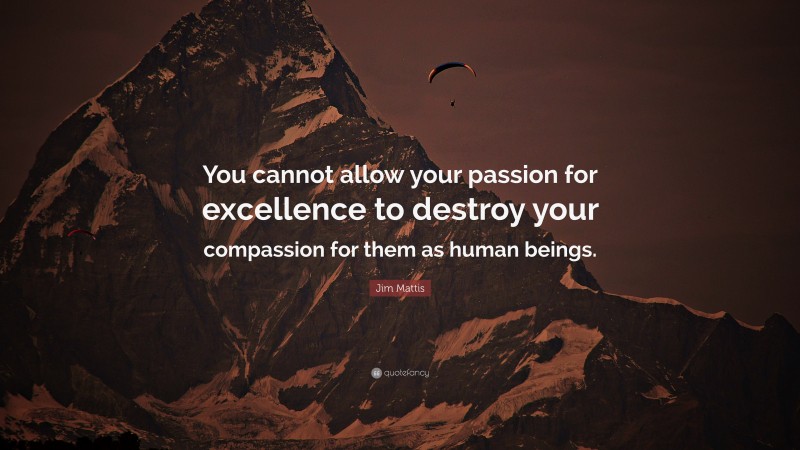 Jim Mattis Quote: “You cannot allow your passion for excellence to destroy your compassion for them as human beings.”