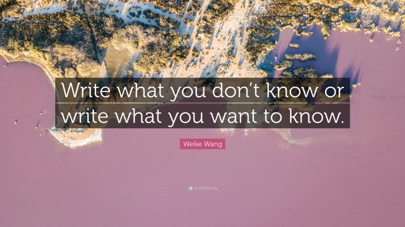 Weike Wang Quote: “Write what you don’t know or write what you want to know.”