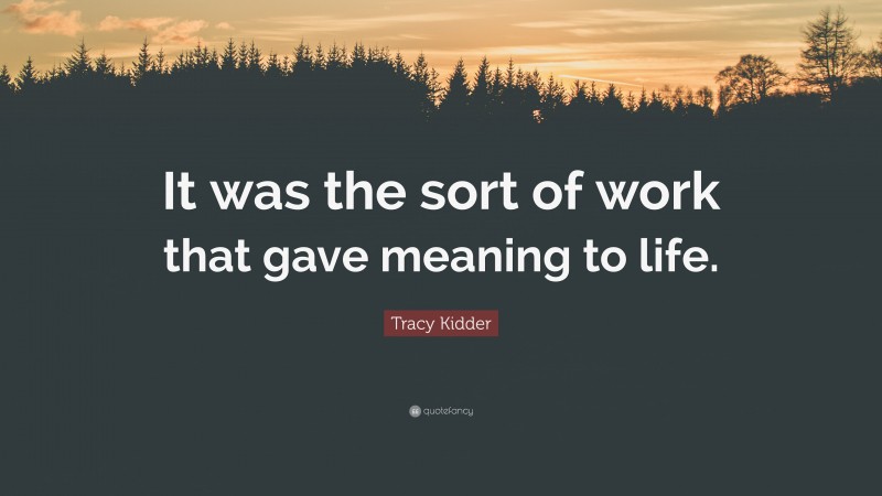 Tracy Kidder Quote: “It was the sort of work that gave meaning to life.”