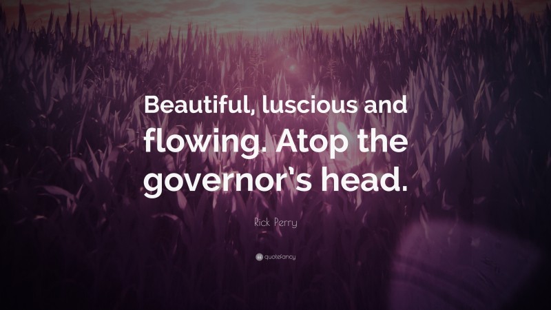 Rick Perry Quote: “Beautiful, luscious and flowing. Atop the governor’s head.”