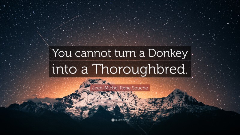 Jean-Michel Rene Souche Quote: “You cannot turn a Donkey into a Thoroughbred.”