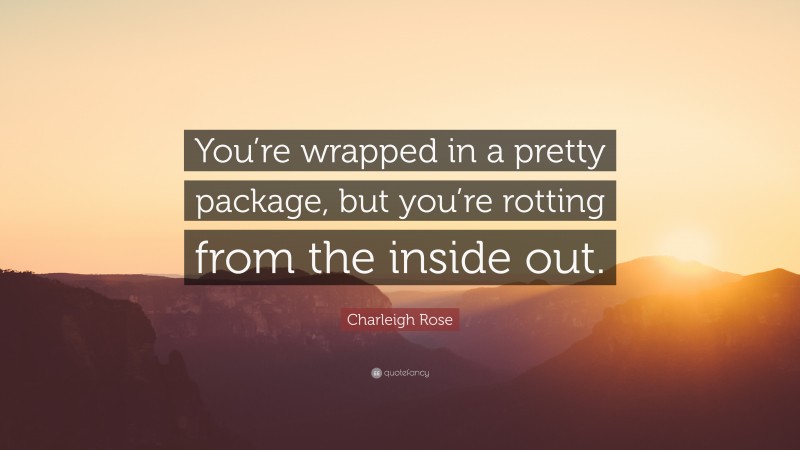Charleigh Rose Quote: “You’re wrapped in a pretty package, but you’re rotting from the inside out.”