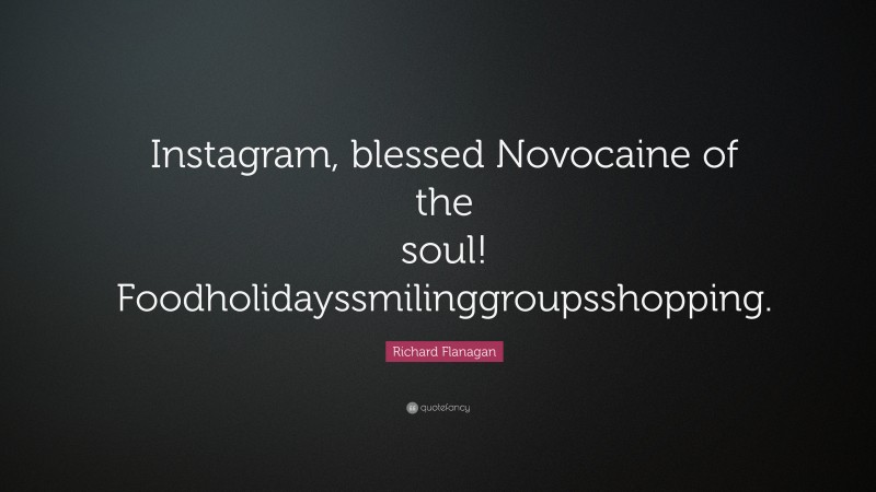 Richard Flanagan Quote: “Instagram, blessed Novocaine of the soul! Foodholidayssmilinggroupsshopping.”