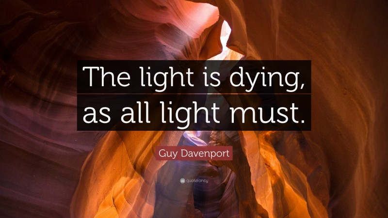 Guy Davenport Quote: “The light is dying, as all light must.”