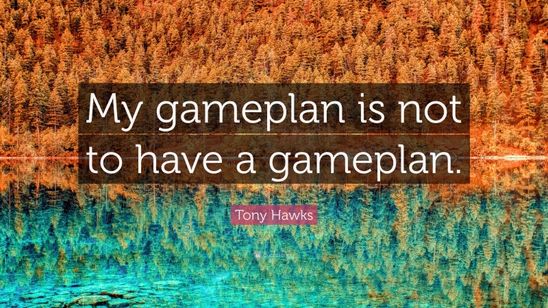 Tony Hawks Quote: “My gameplan is not to have a gameplan.”