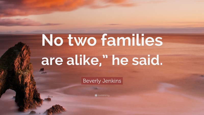 Beverly Jenkins Quote: “No two families are alike,” he said.”