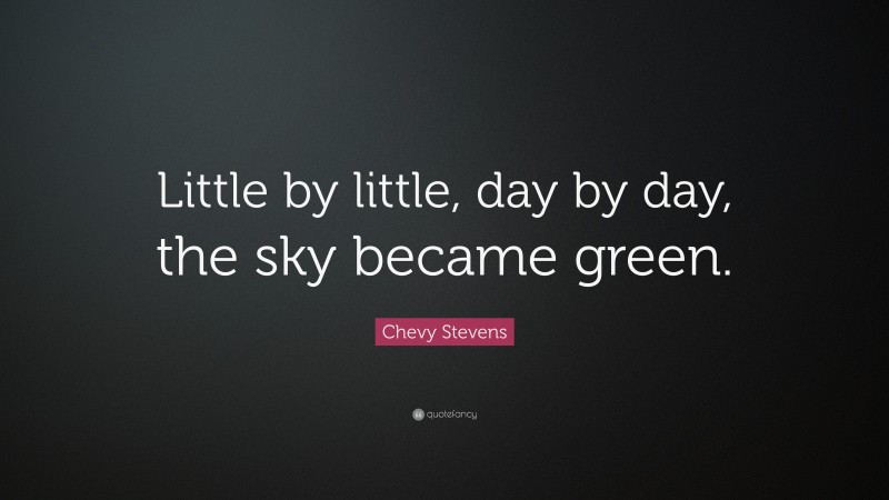 Chevy Stevens Quote: “Little by little, day by day, the sky became green.”