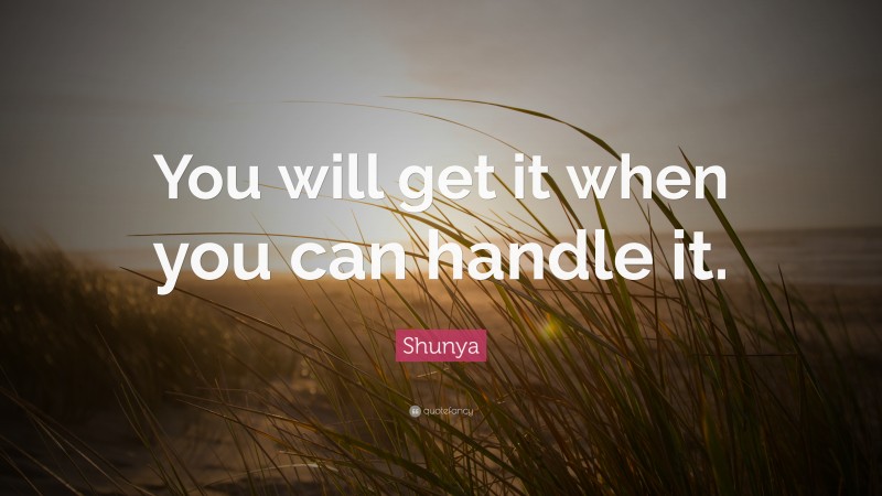 Shunya Quote: “You will get it when you can handle it.”