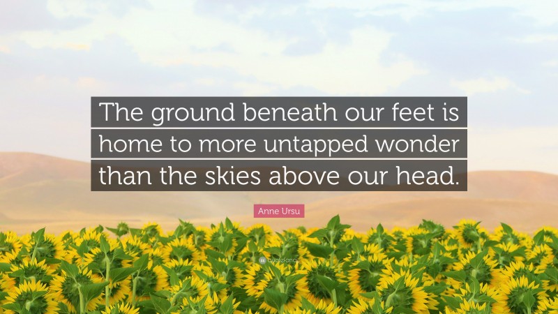 Anne Ursu Quote: “The ground beneath our feet is home to more untapped wonder than the skies above our head.”