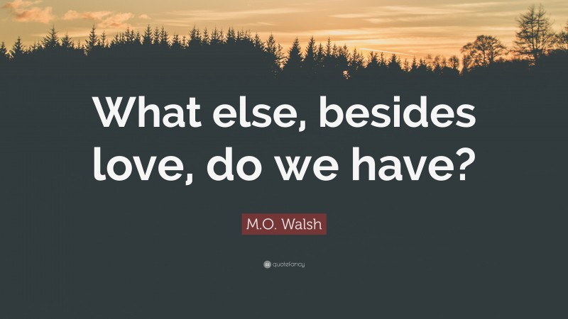 M.O. Walsh Quote: “What else, besides love, do we have?”