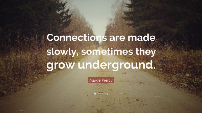 Marge Piercy Quote: “Connections are made slowly, sometimes they grow underground.”