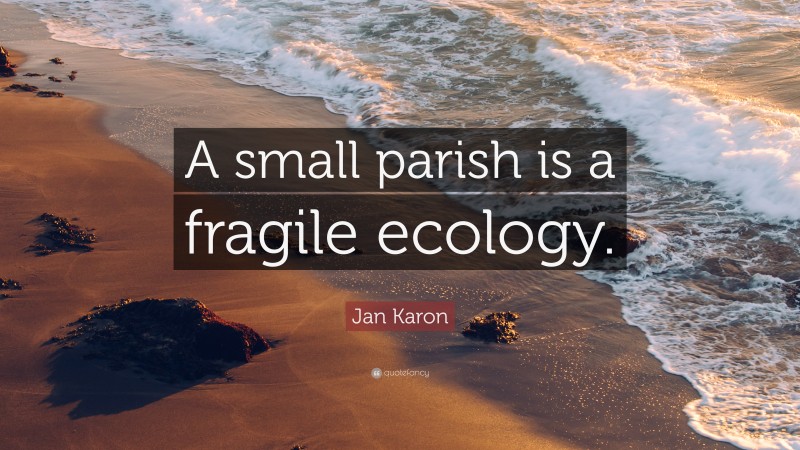 Jan Karon Quote: “A small parish is a fragile ecology.”