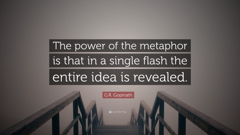 G.R. Gopinath Quote: “The power of the metaphor is that in a single flash the entire idea is revealed.”