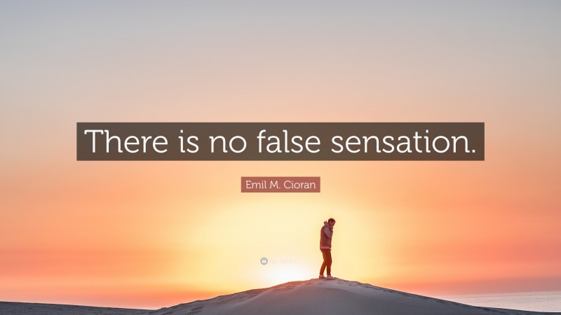 Emil M. Cioran Quote: “There is no false sensation.”