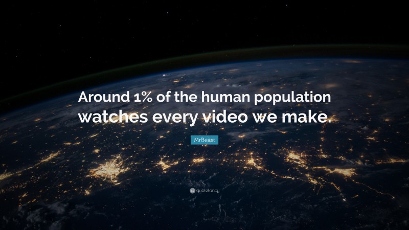 MrBeast Quote: “Around 1% of the human population watches every video we make.”