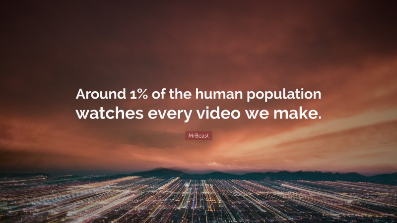 MrBeast Quote: “Around 1% of the human population watches every video we make.”