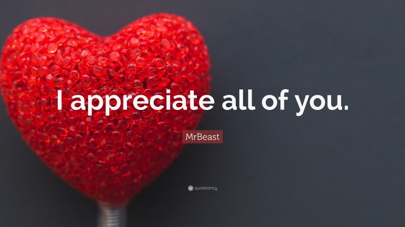 MrBeast Quote: “I appreciate all of you.”