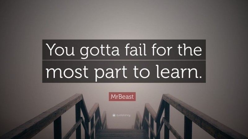 MrBeast Quote: “You gotta fail for the most part to learn.”