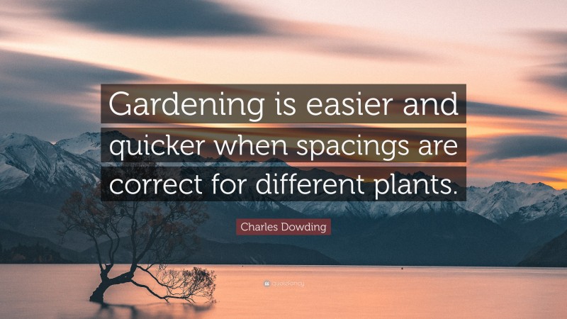 Charles Dowding Quote: “Gardening is easier and quicker when spacings are correct for different plants.”
