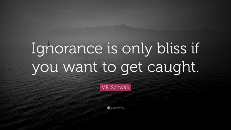 V.E. Schwab Quote: “Ignorance is only bliss if you want to get caught.”