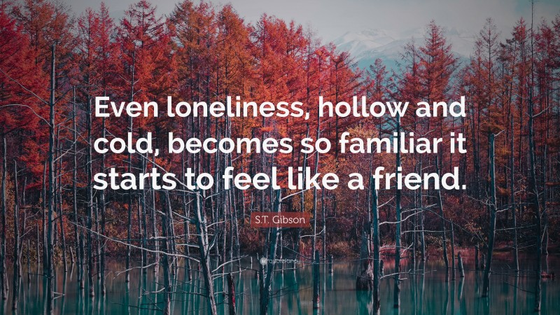 S.T. Gibson Quote: “Even loneliness, hollow and cold, becomes so familiar it starts to feel like a friend.”