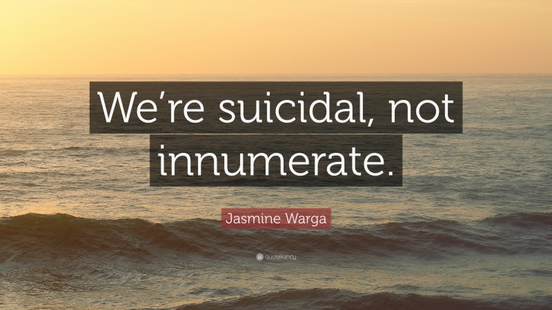 Jasmine Warga Quote: “We’re suicidal, not innumerate.”