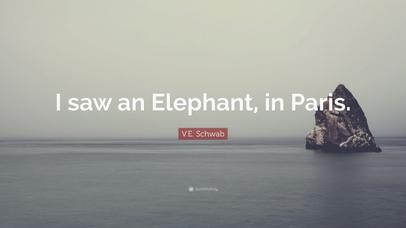 V.E. Schwab Quote: “I saw an Elephant, in Paris.”