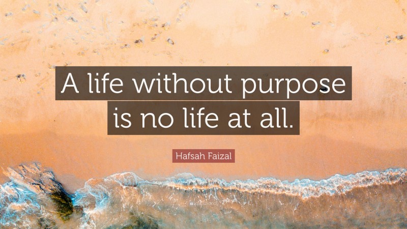 Hafsah Faizal Quote: “A life without purpose is no life at all.”